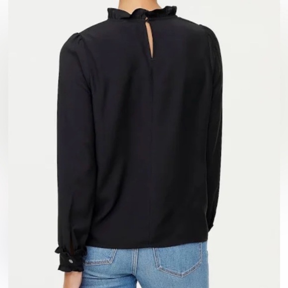 Worn Once J. Crew Ruffle Neck Blouse in Black, Size M - Picture 3 of 3